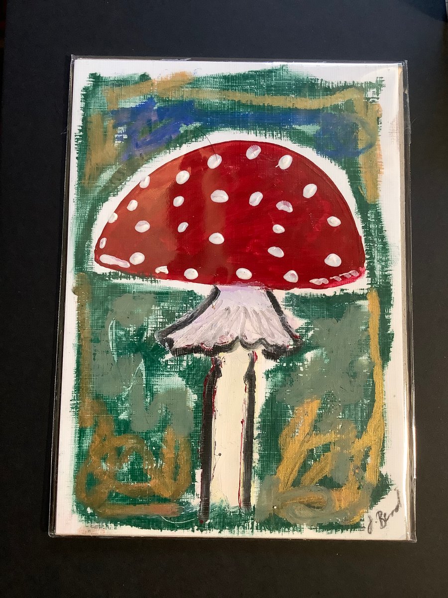 Mushroom painting. Amanita Muscaria. Art. Nature. Foraging. 