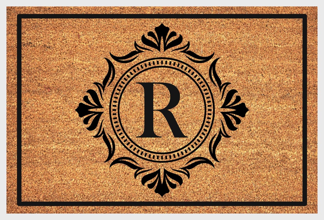 R Letter Door Mat - Monogram Letter R Welcome Mat - 3 Sizes