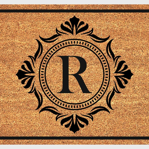 R Letter Door Mat - Monogram Letter R Welcome Mat - 3 Sizes