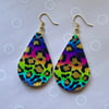 Faux leather earrings. Bright teardrop imitation leather earrings. 