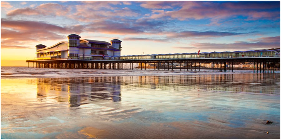 Weston-Super-Mare Grand Pier Somerset sunset mounted print  - Free UK Postage!
