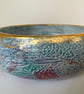Hand painted wooden Bowl with gold foil rim. Bonbon dish. Decorative display 