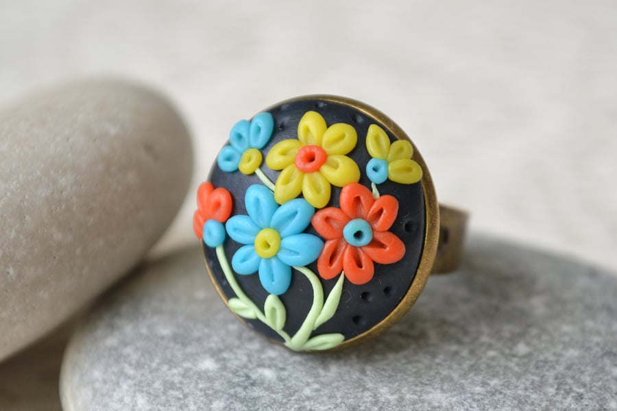 Polymer Clay Applique Ring