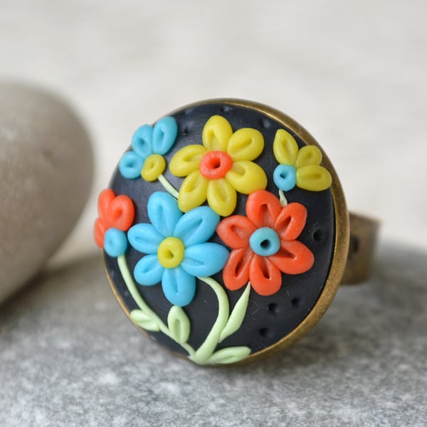 Polymer Clay Applique Ring