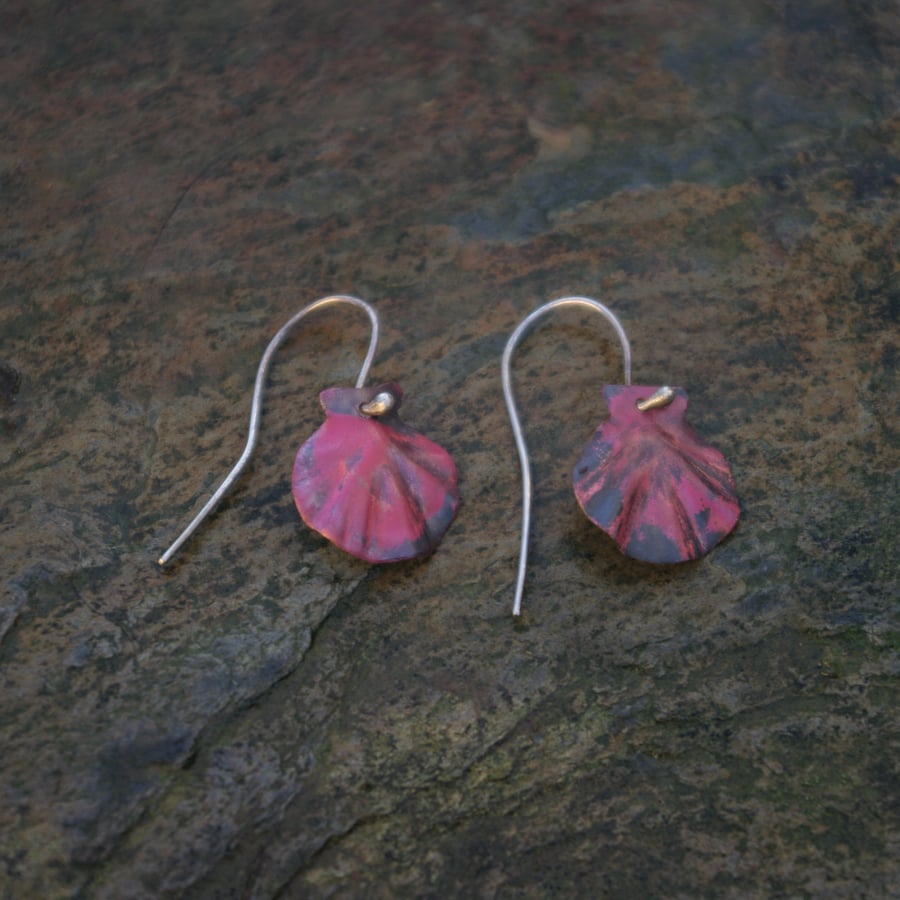  Copper Dangle Scallop Earrings