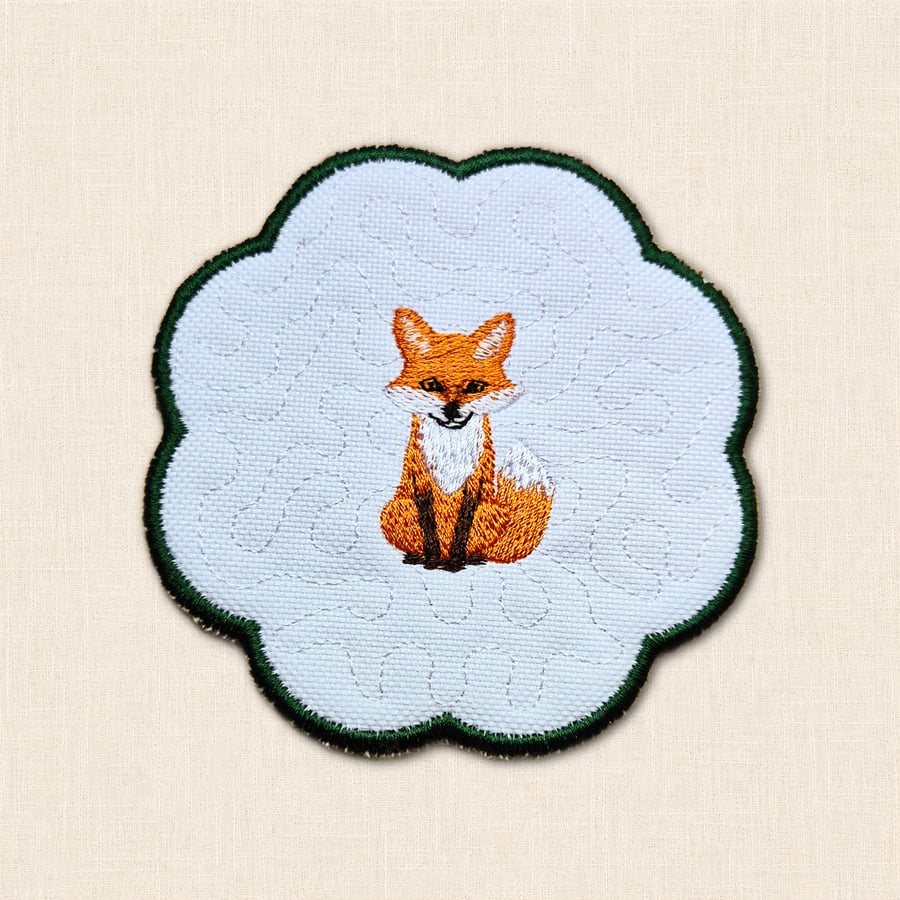 Fox Candle Coaster - Embroidered Woodland Home Decor