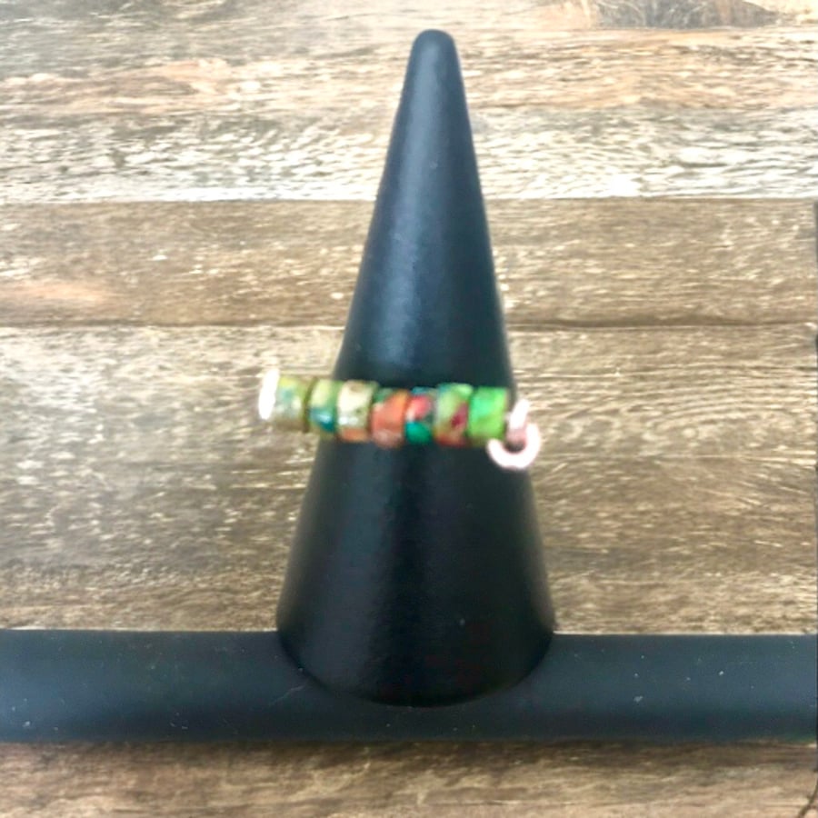 Jasper Ring Size  V Rose Gold Plate on Solid Copper - Made to Order