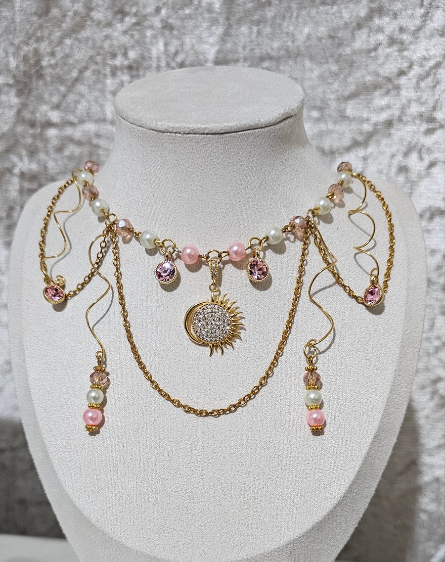 Sunlit Rose Fantasy Inspired Necklace