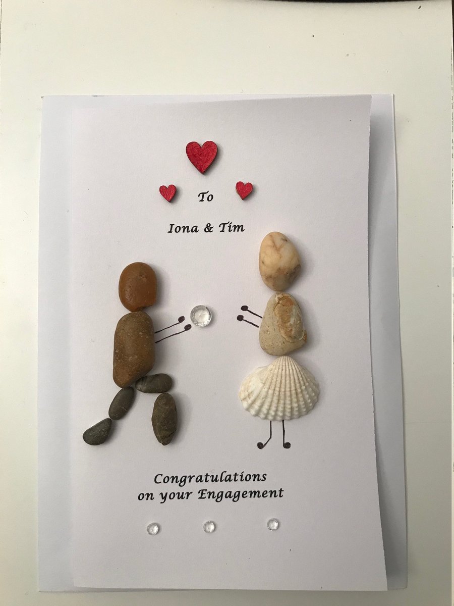 Engagement Pebble Card, Engagement Cards, Pebble Artwork Cards, Personalised Eng