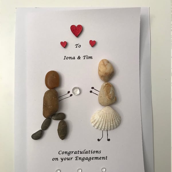 Engagement Pebble Card, Engagement Cards, Pebble Artwork Cards, Personalised Eng