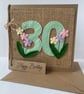 30th Handmade Birthday Card from felt. Keepsake Card. Textile card. - Image 2