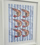 Seafood prawns nautical stripe art Print - Image 2