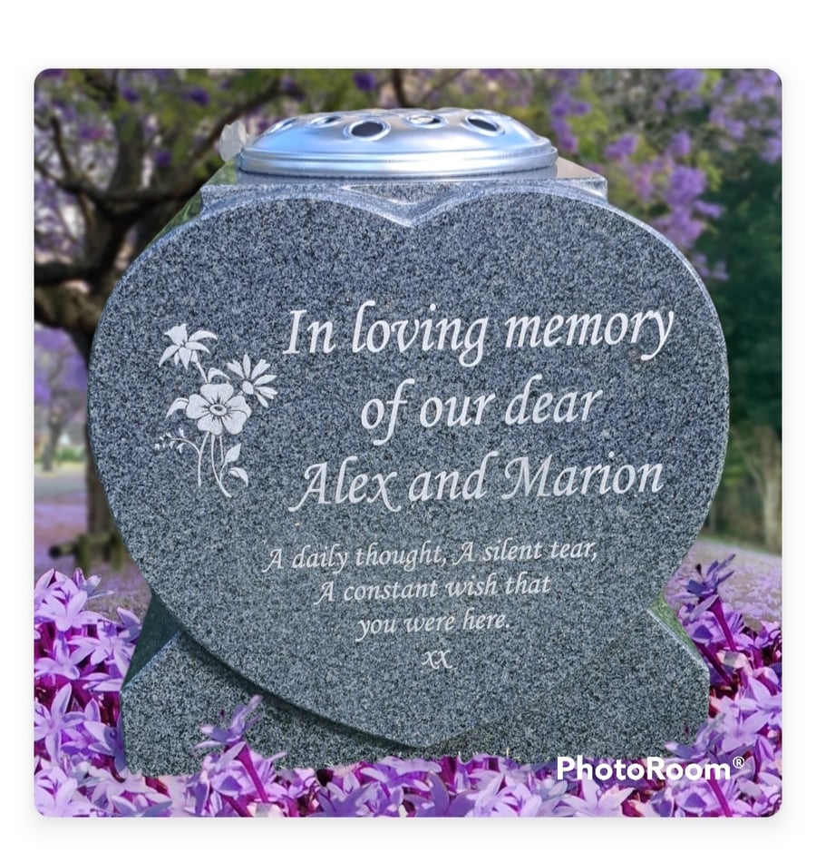  Memorial Grave Plaque Rose Bowl Vase Heart Grave Memorial Cemetery Head Stone