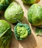 Sprout Earrings, Vegetable themed jewellery, Fun green dangle earrings