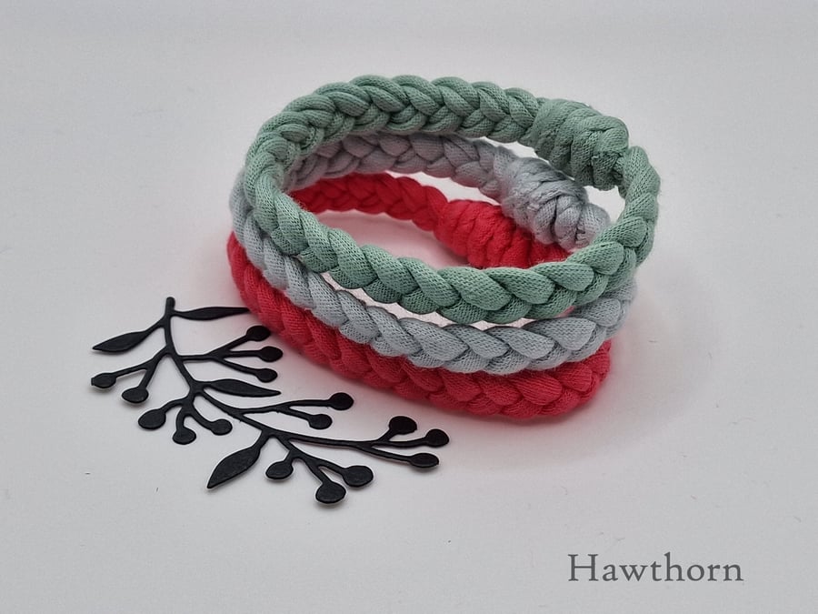 Hawthorn - Handmade Recycled Cotton Yarn Bracelet - Medium - Limited Edition