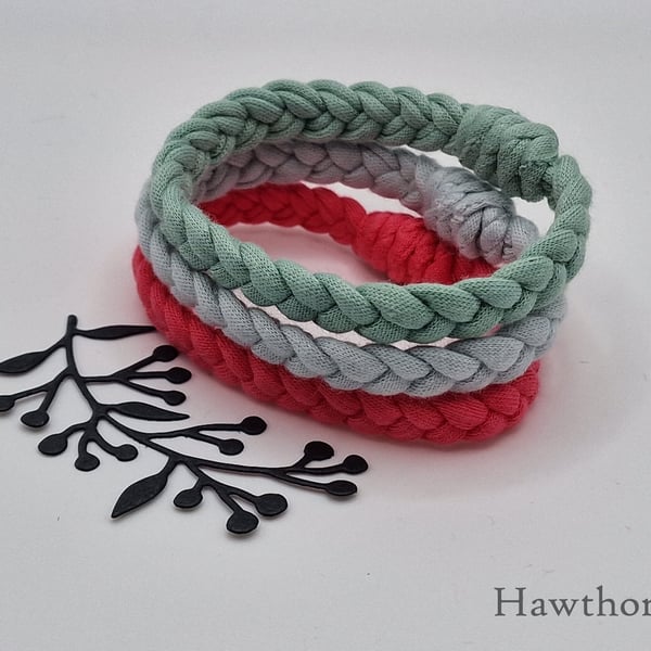 Hawthorn - Handmade Recycled Cotton Yarn Bracelet - Medium - Limited Edition