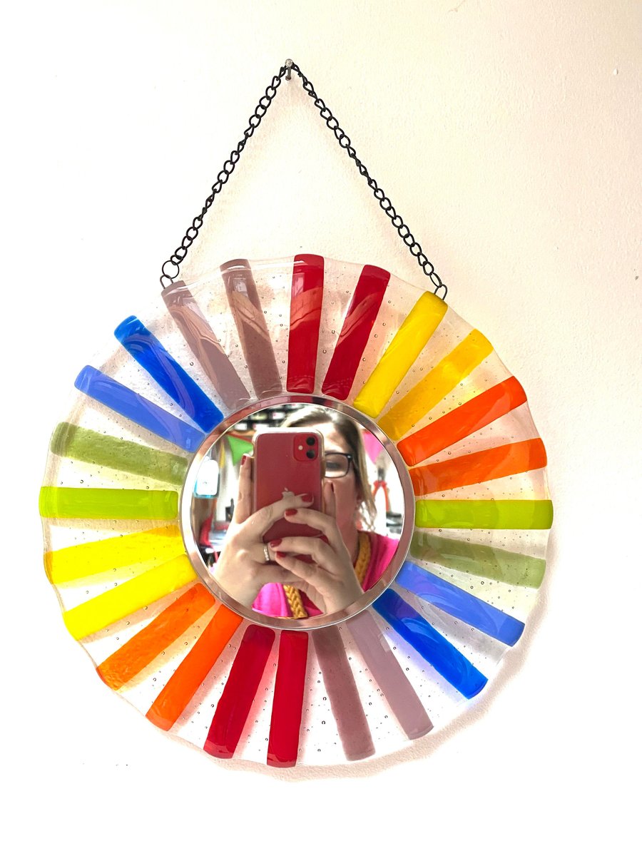 Fused Glass Rainbow Mirror