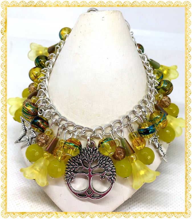 SALE OOAK Wiccan Tree of Life charm bracelet 