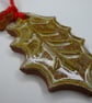 Ceramic leaf hanging decoration, holly leaf - Image 3