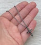 Oxidised sterling silver and 9ct yellow gold cross pendant trace chain necklace - Image 5