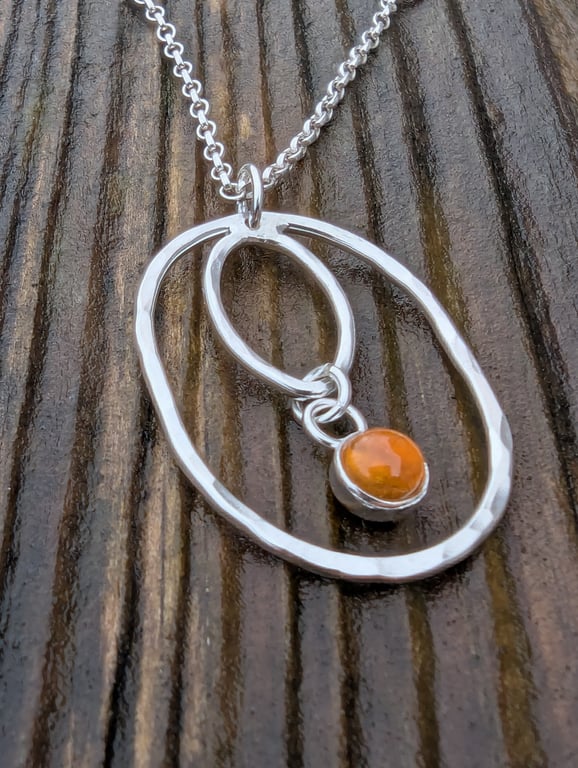 SILVER Oval Citrine pendant, Handmade Urban Jewellery 