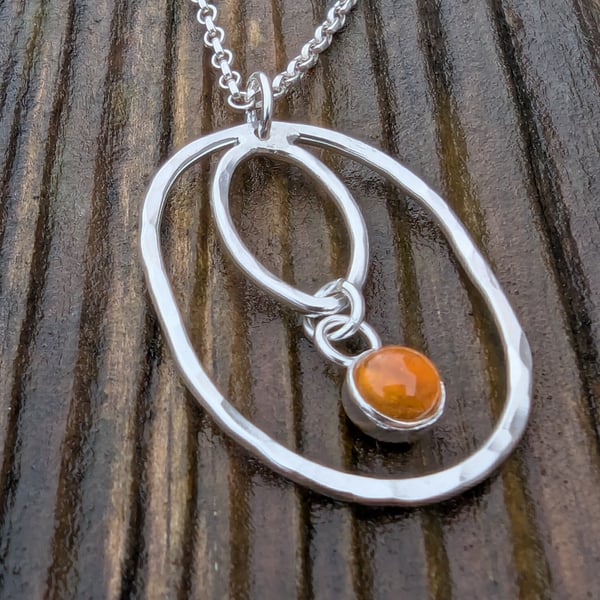 SILVER Oval Citrine pendant, Handmade Urban Jewellery 
