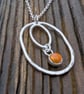 SILVER Oval Citrine pendant, Handmade Urban Jewellery 