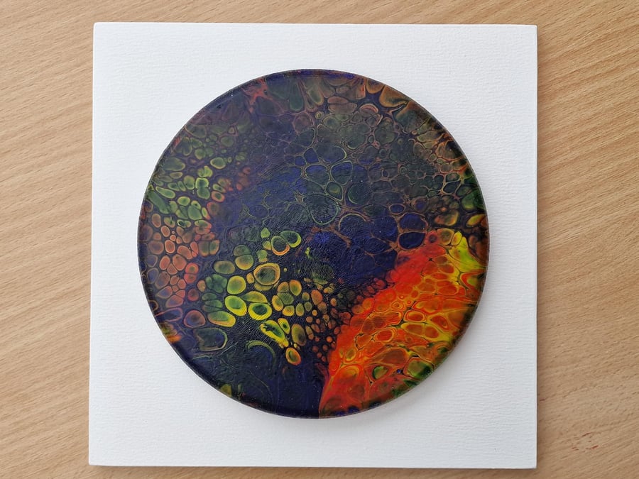 18.5cm x 18.5cm acrylic pour painting wall plaque