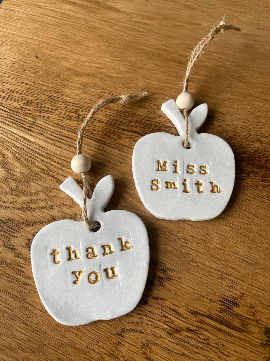 Clay Apple Decoration: Handmade Teacher Ornament