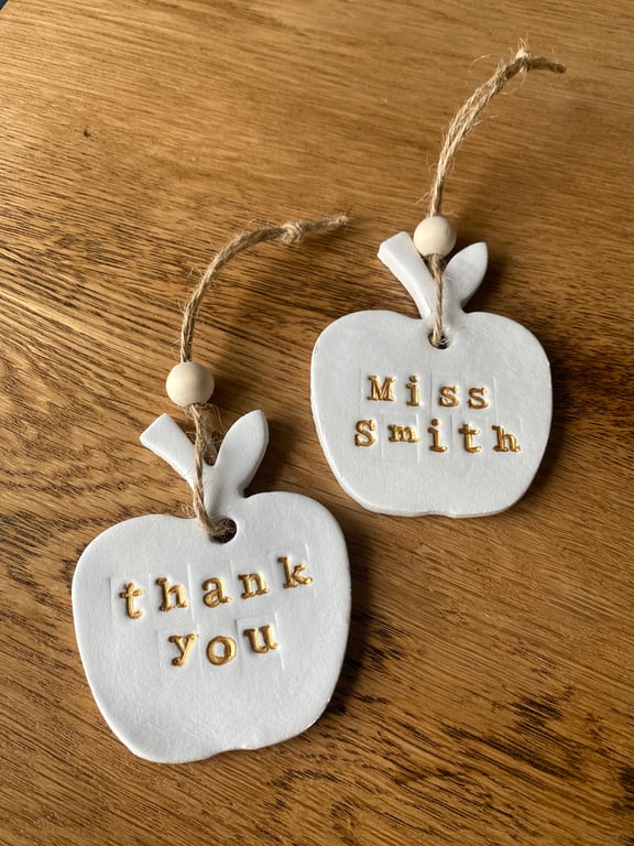 Clay Apple Decoration: Handmade Teacher Ornament