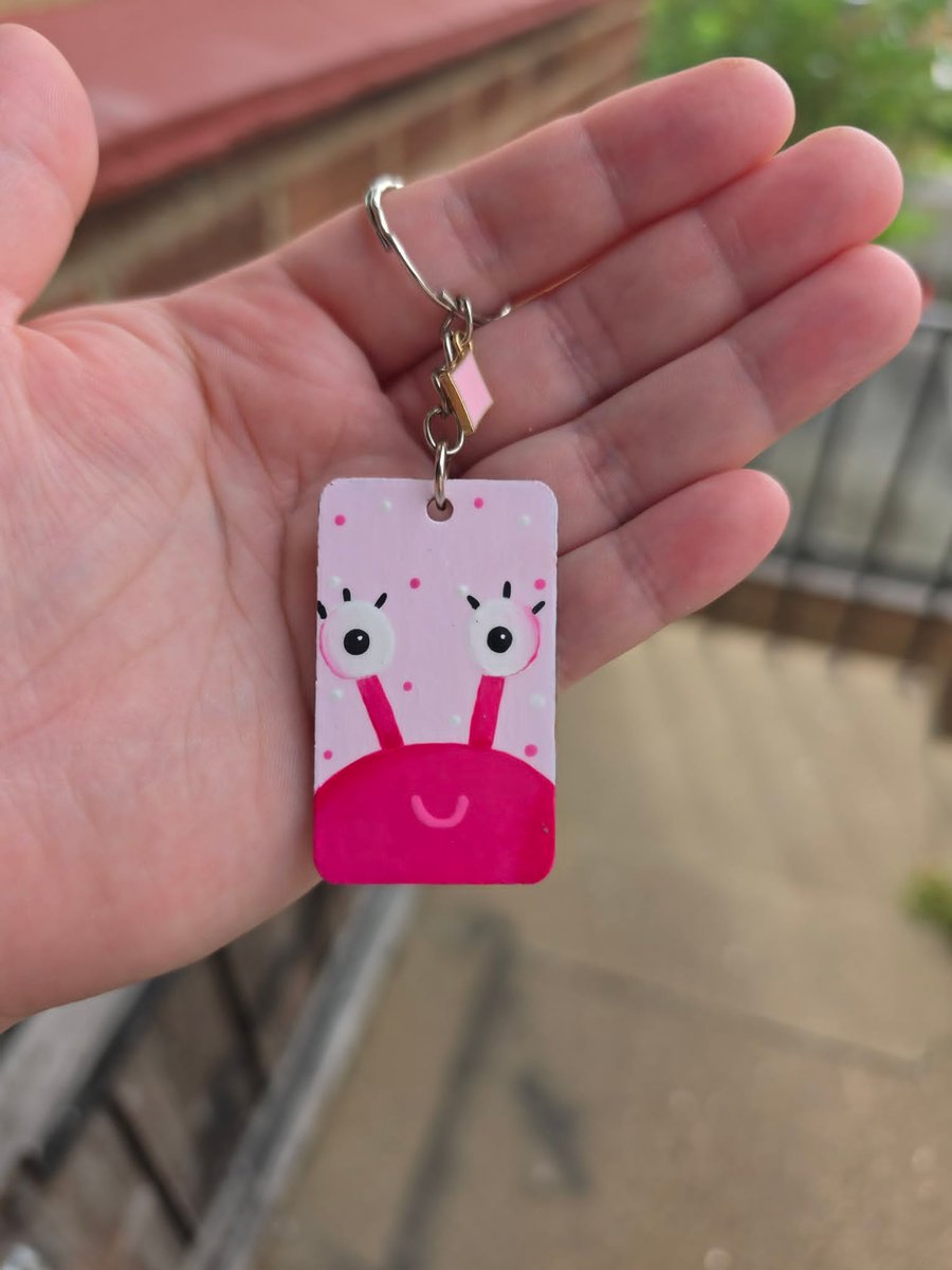 Cute Pink Alien Handmade Keyring