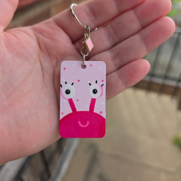 Cute Pink Alien Handmade Keyring