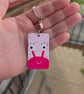 Cute Pink Alien Handmade Keyring