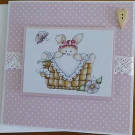 Sale - Rabbit in Basket Card