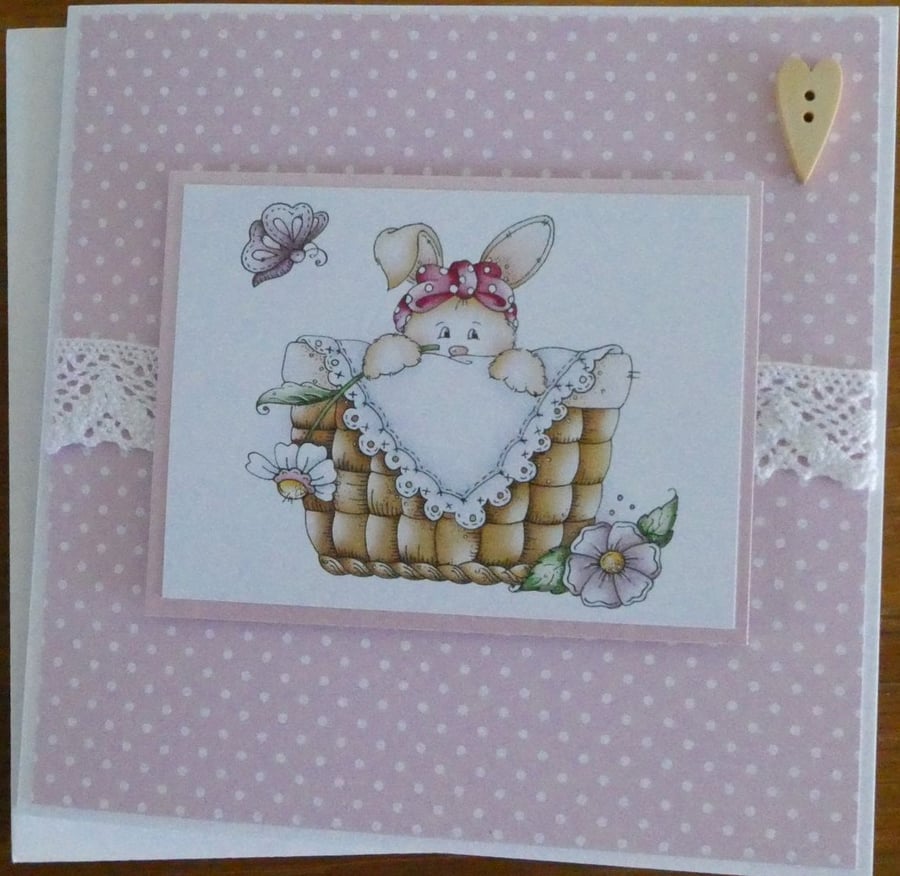 Sale - Rabbit in Basket Card