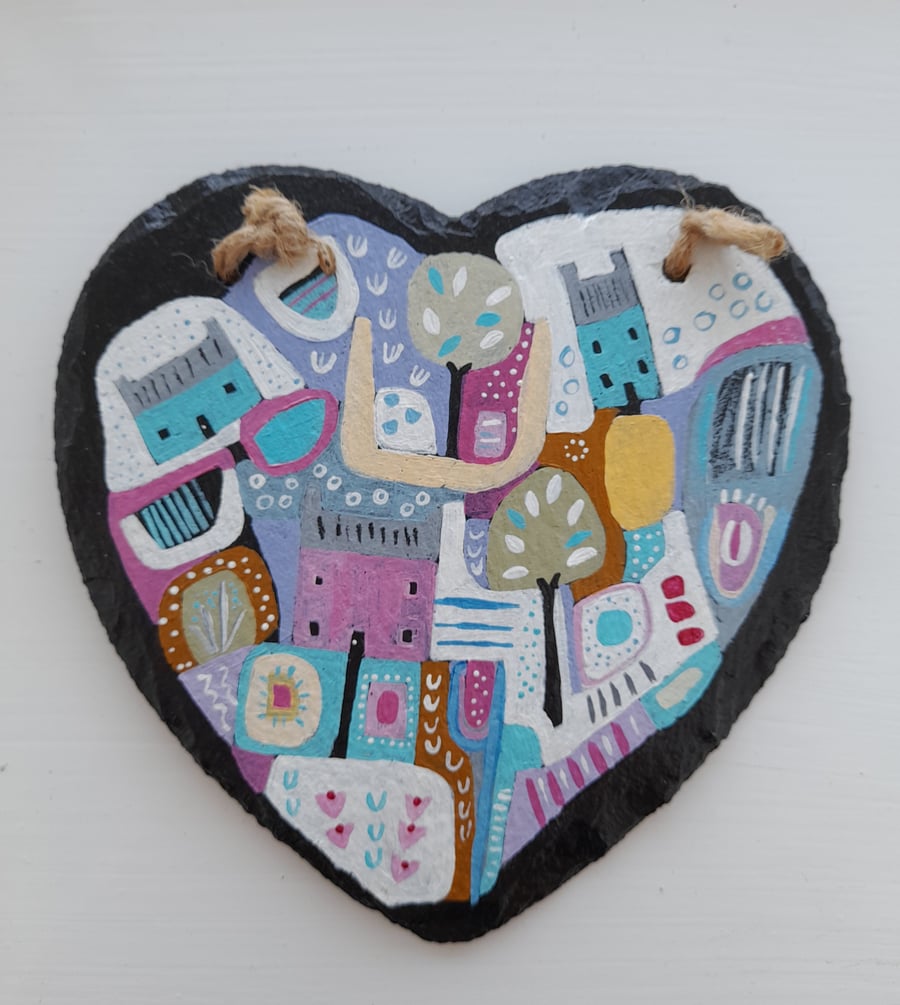 Hand Painted Slate Heart
