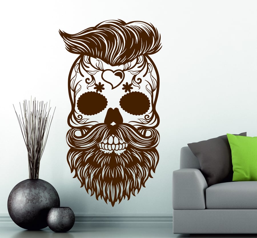 Hipster Candy Sugar Skull Wall Art Stickers Decals Vinyl Mexican Day of the Dead