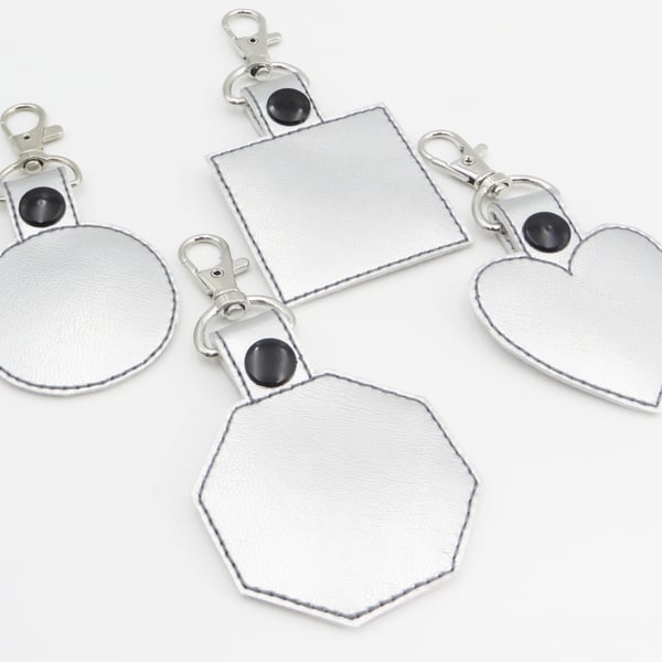 Machine Embroidery Pattern for Set of 4 Blank Keyrings in 4 Basic shapes