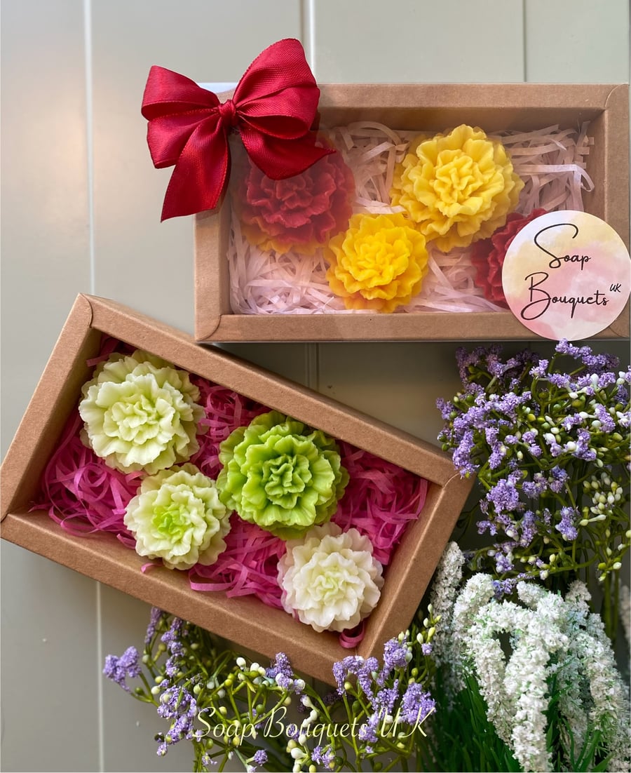 Personalized Handmade Carnation Soap Flower Gift Set - Gift for Any Occasion