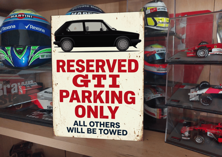 Image of VW Golf GTI Reserved Parking Metal Sign Plaque Garage Gift Wall Decor 