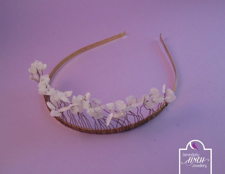 White Quartz Chip Tiara