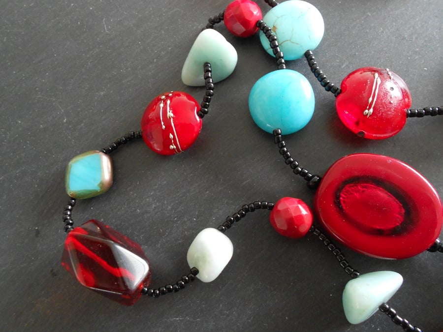 Long Multi Gem Necklace