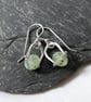 Silver and prehnite small dangle earrings 