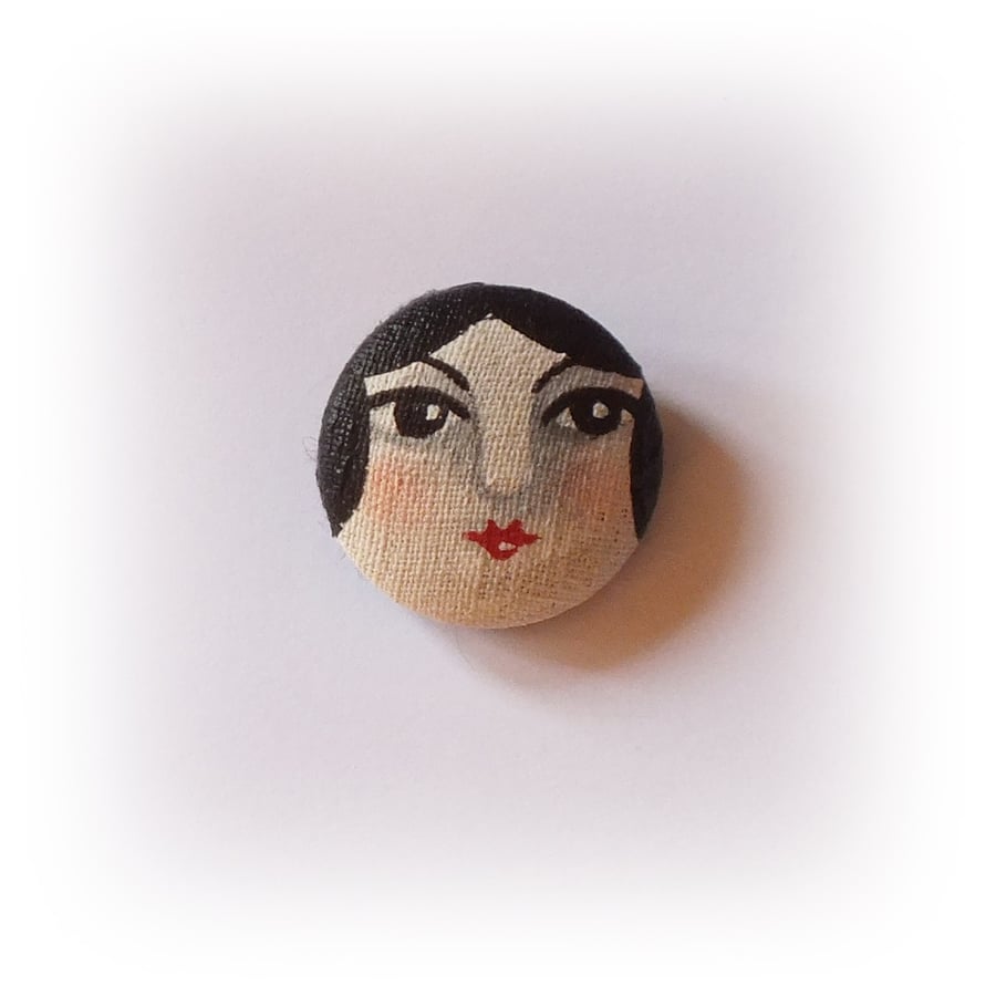 Painted button brooch no1