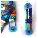 Patchwork Dichroic Treasure  Suncatcher Fused Glass 012 Sky Blue