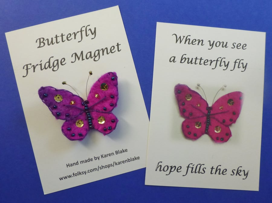 Butterfly fridge magnet 'pink'