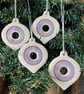 Set of four lightweight ceramic baubles purple