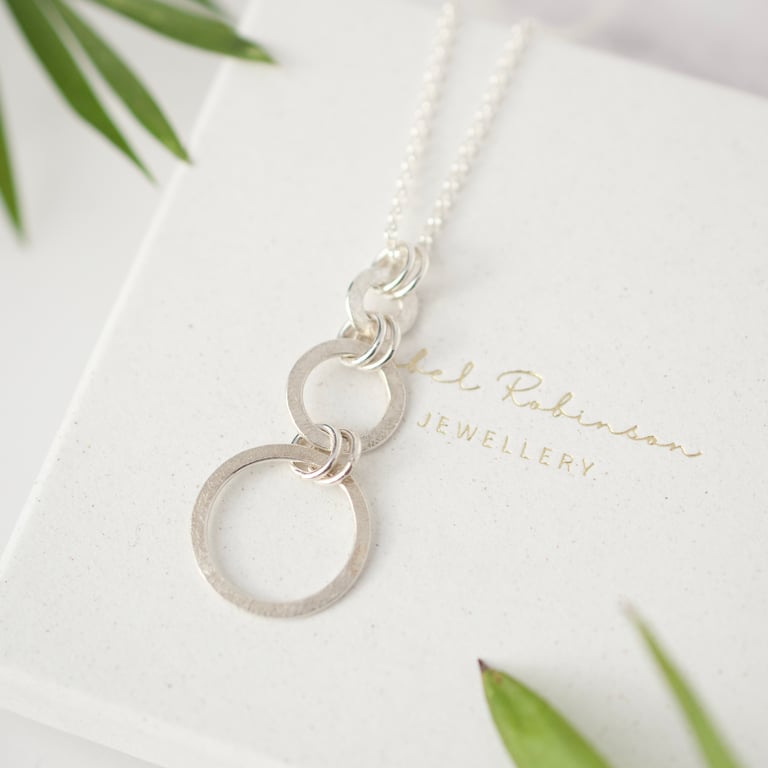 Textured Sterling Silver Circle Necklace - Artisan Handcrafted Jewellery