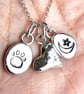 Personalised Sterling Silver Cluster Necklace, Hand-Stamped Pebble Charms, Mix & - Image 8