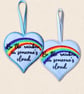 Be the Rainbow in Someone's Cloud Heart Hanger - Embroidered Decoration